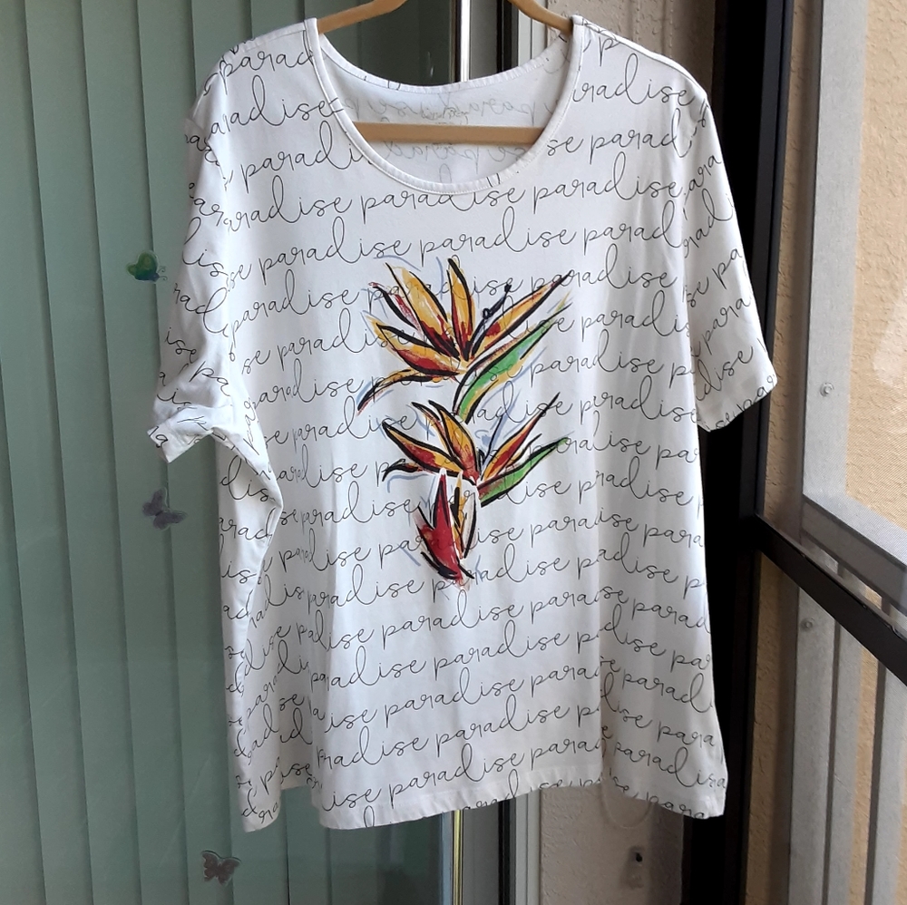 Coral Bay Bird of Paradise Short Sleeve Tee, Size 2X